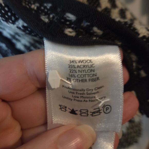 Eddie Bauer Blazer Women's M Wool Blend Black White Textured Open Front Jacket - Picture 8 of 9